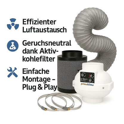Grow Abluft Set Prima Klima Controlled 0-1180 m³ – Lüftungssystem Growbox