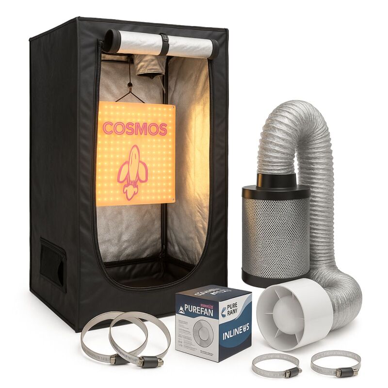 Grow Box Komplettset LED basic 100x100x200 – 300Watt Einsteiger-Set für Pflanzenzucht