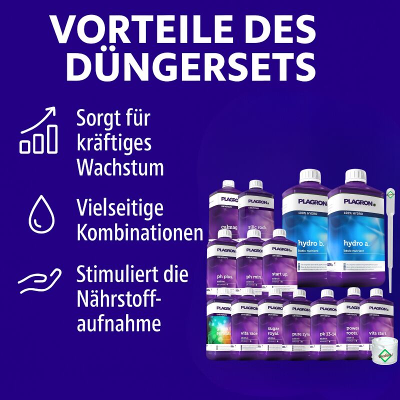 Plagron 14-Teiliges Dünger Set Hydro XXXXL – Hydroponik Komplett-Set Nährstoffe